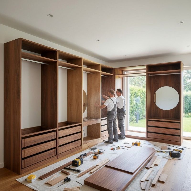 Built In Bookshelves Installation